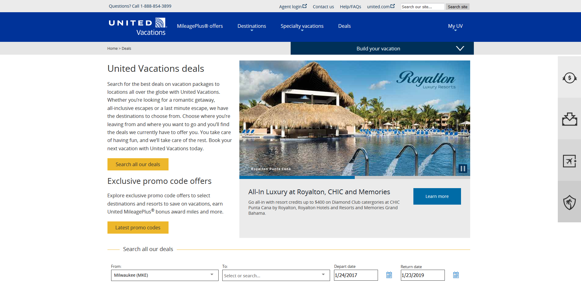 Banner Placement on United Vacations All Deals page - 2017 Banner Placement on United Vacations All Deals page - 2017